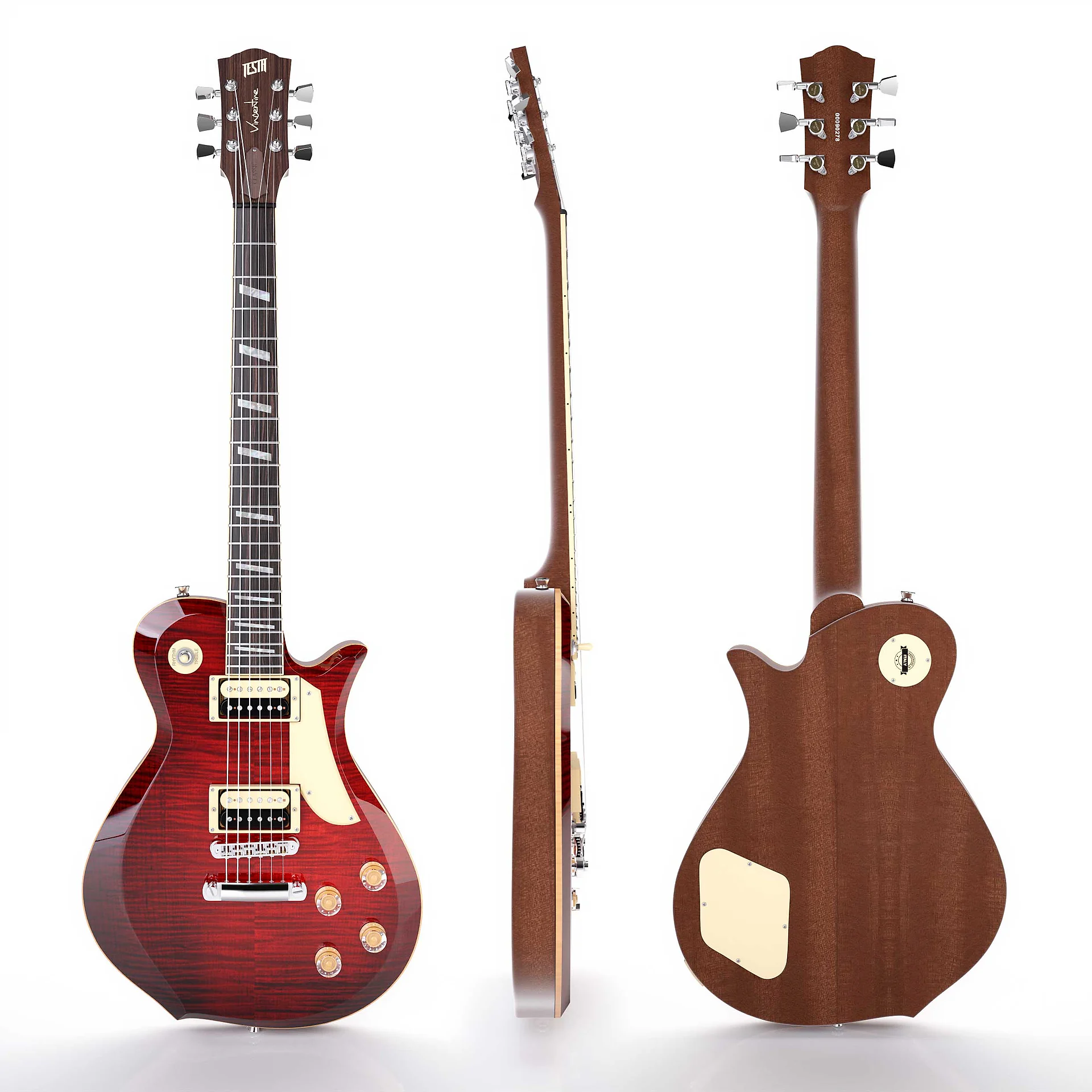 Vincentine Classic Red Wine Burst: viste frontale, di profilo e posteriore